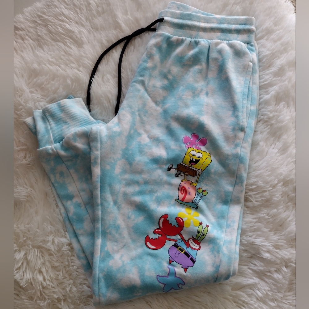 SpongeBob SquarePants Blue Graphic Joggers Size Women's Small